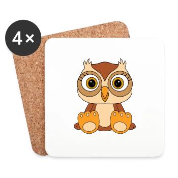 EULE - TIER - KIND - BABY - VOGEL - Untersetzer (4er-Set) - Weiß - Vorne