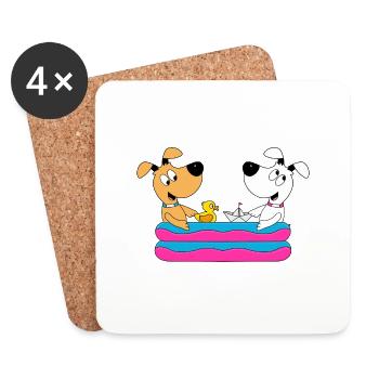 HUNDE - POOL - PLANSCHBECKEN - HUND - TIER - Untersetzer (4er-Set) - Weiß - Vorne