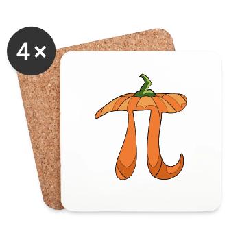 Gâteau à la citrouille - tarte, pi, Halloween - Dessous de verre (lot de 4) - blanc - Devant