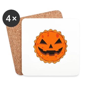 Gâteau à la citrouille - tarte, pi, Halloween - Dessous de verre (lot de 4) - blanc - Devant