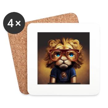 Hipster lion - Coasters (set of 4) - white - Front