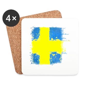 Suède Suède Viking Norden Scandinavie Milieu de l’été - Dessous de verre (lot de 4) - blanc - Devant