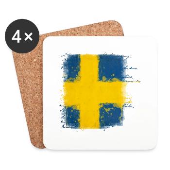 Suède Suède Viking Norden Scandinavie Milieu de l’été - Dessous de verre (lot de 4) - blanc - Devant