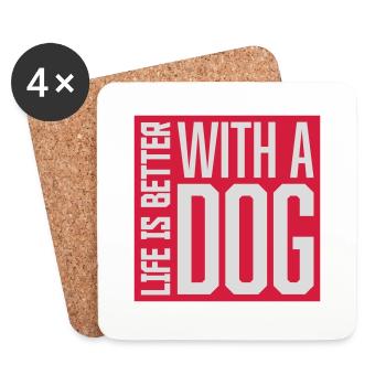 better with a dog - Untersetzer (4er-Set) - Weiß - Vorne