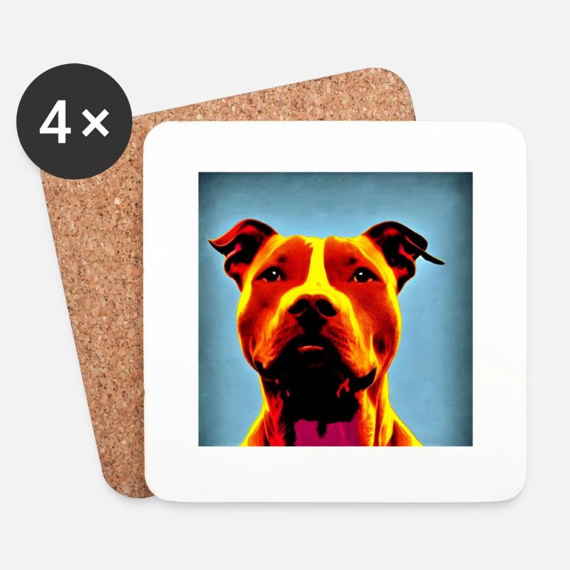 Glücklicher, freundlicher Hund - Untersetzer (4er-Set) - Weiß