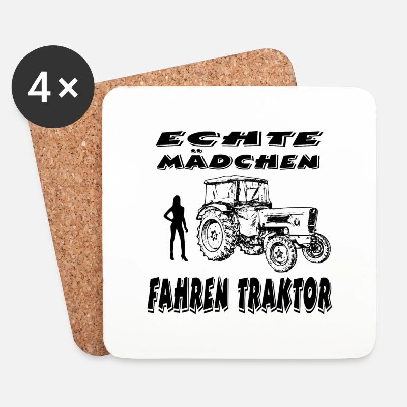 Tractor - Coasters (set of 4) - white