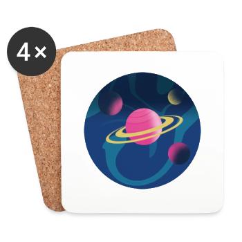 Planètes dans l’espace - Dessous de verre (lot de 4) - blanc - Devant
