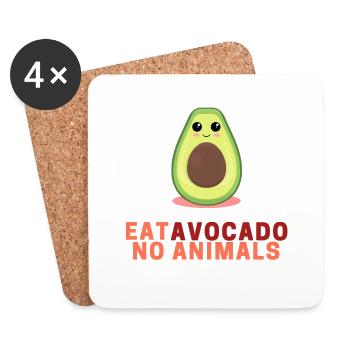 Eat Avocado No Animals - Coasters (set of 4) - white - Front