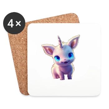 Baby Pig Horn Unicorn Pig - Coasters (set of 4) - white - Front
