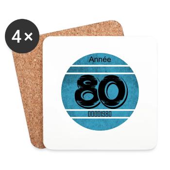 Vignette auto vintage 1980 - Dessous de verre (lot de 4) - blanc - Devant