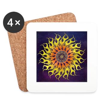 Mandala Star Flame, Flaming Star - Univers - Coasters (set of 4) - white - Front