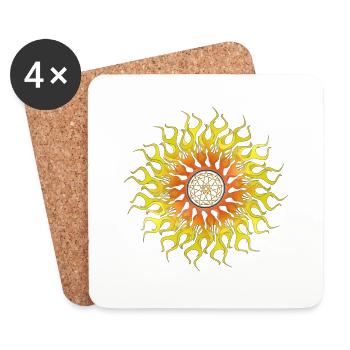 Mandala Sternenflamme, flammender Stern - Untersetzer (4er-Set) - Weiß - Vorne
