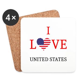 I love the United States. USES. I love United States - Coasters (set of 4) - white - Front