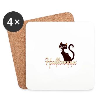 Chat d’Halloween - Dessous de verre (lot de 4) - blanc - Devant