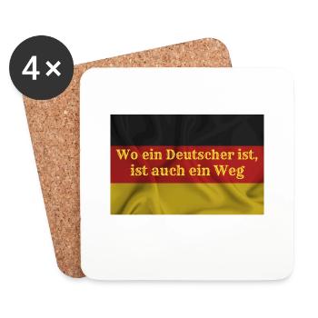 Deutschland, Deutsche Flagge, Deutsche Fahne - Untersetzer (4er-Set) - Weiß - Vorne