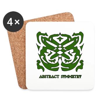 Symétrie abstraite en vert, Symétrie abstraite - Dessous de verre (lot de 4) - blanc - Devant