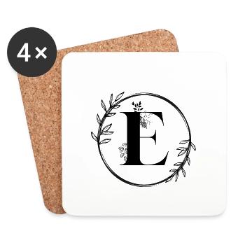 Floral letter E - Coasters (set of 4) - white - Front