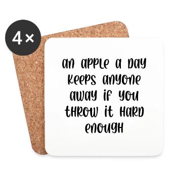An apple a day keeps anyone away if you throw it - Coasters (set of 4) - white - Front