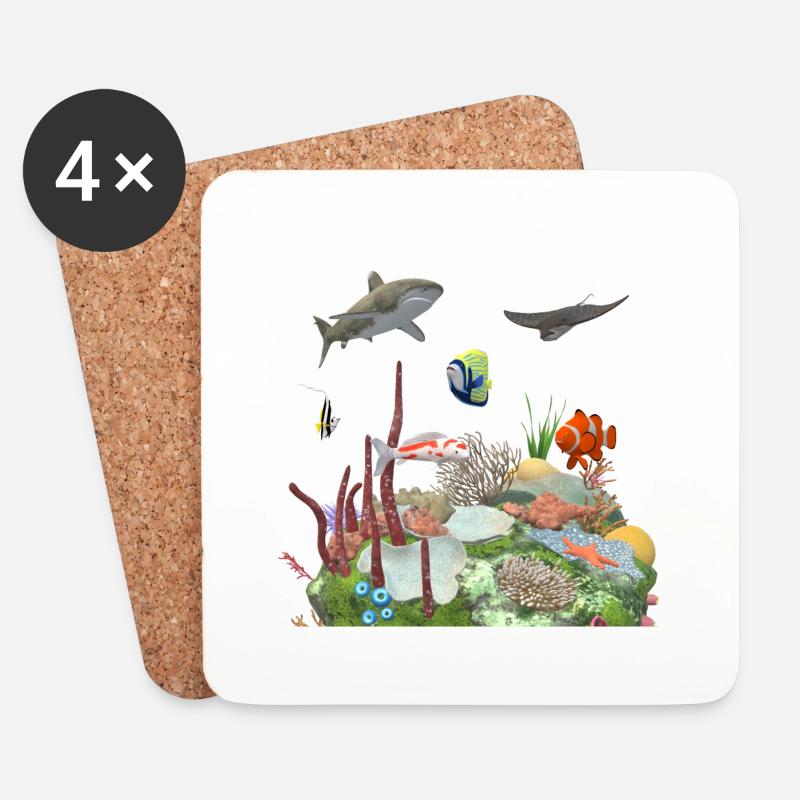Wasserwelt Korallenriff Hai Fisch Nemo Meeresleben - Untersetzer (4er-Set) - Weiß