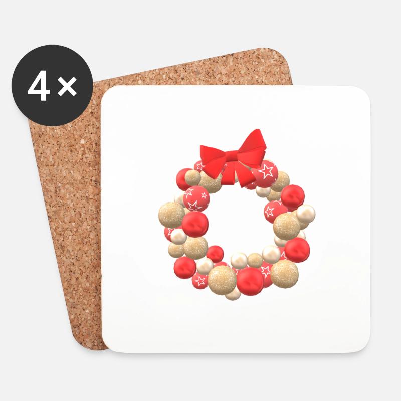 Weihnachten Weihnachtskranz Kranz Advent Winter - Untersetzer (4er-Set) - Weiß