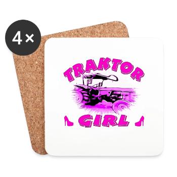 Tracteur - Dessous de verre (lot de 4) - blanc - Devant