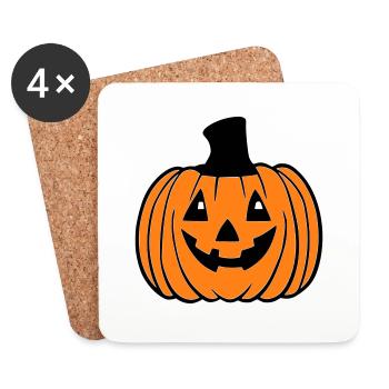 Halloween gespenstisch Kürbis Kürbislaterne Vektor - Untersetzer (4er-Set) - Weiß - Vorne
