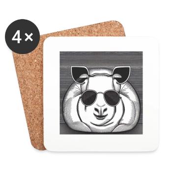 Guinea pig cool sunglasses funny design 10 - Coasters (set of 4) - white - Front