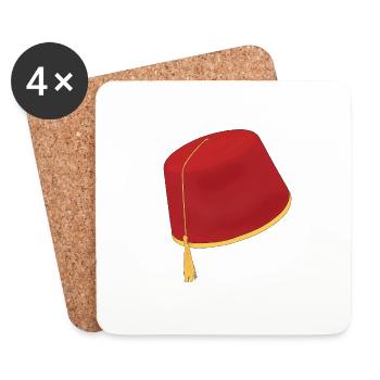 Chapeau Tarboosh dessiné à la main - Dessous de verre (lot de 4) - blanc - Devant