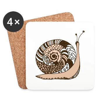 Escargot - Dessous de verre (lot de 4) - blanc - Devant