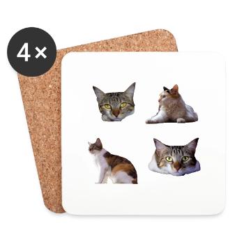 Kitties cats Cool and cute sticker pack - Coasters (set of 4) - white - Front