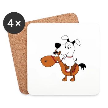 HUND - PFERD - PONY - REITEN - TIERE - Untersetzer (4er-Set) - Weiß - Vorne