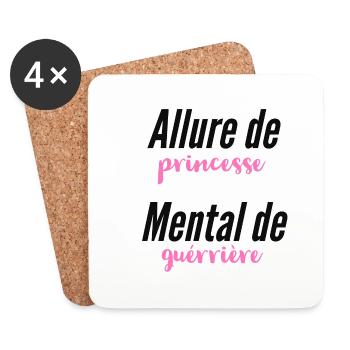 allure de princesse... Mental de guérrère - Dessous de verre (lot de 4) - blanc - Devant