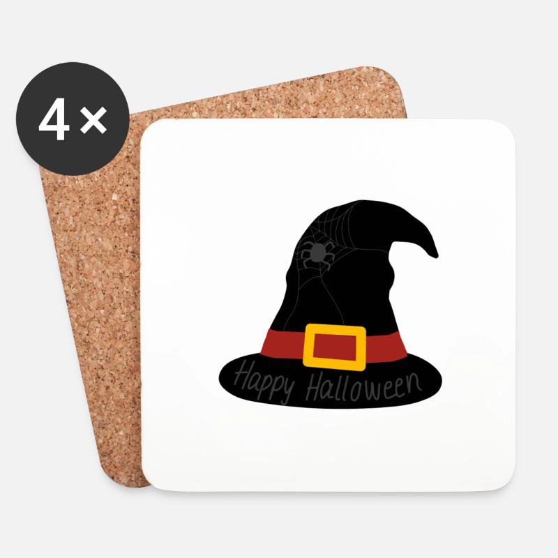 Happy Halloween - Untersetzer (4er-Set) - Weiß