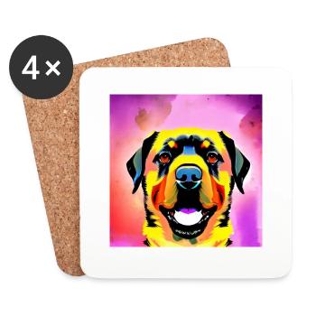 Regenbogen Glücklicher Hund - Untersetzer (4er-Set) - Weiß - Vorne