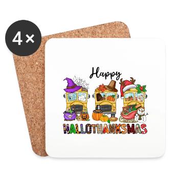 Happy Hallothanksmas - Dessous de verre (lot de 4) - blanc - Devant