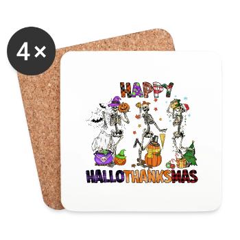Happy Hallothanksmas - Dessous de verre (lot de 4) - blanc - Devant