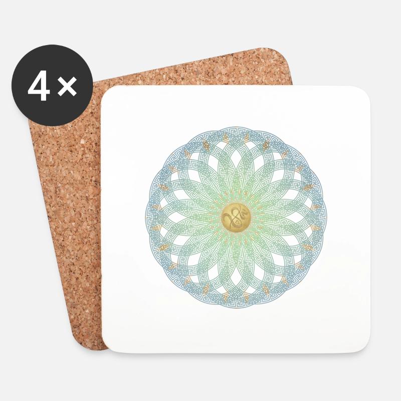 Mandala griechische Unendlichkeit, SSL - Untersetzer (4er-Set) - Weiß