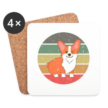 Amoureux des chiens Gallois Corgi Pembroke - Dessous de verre (lot de 4) - blanc - Devant