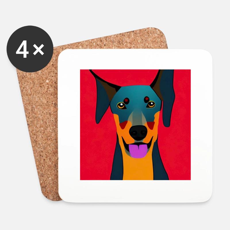 Liebevoller Dobermann - Untersetzer (4er-Set) - Weiß
