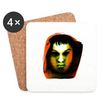 Hoody head: Orange - Untersetzer (4er-Set) - Weiß - Vorne