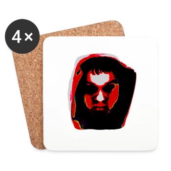 Hoody head: Rot - Untersetzer (4er-Set) - Weiß - Vorne
