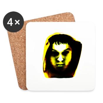 Hoody head: Gold - Untersetzer (4er-Set) - Weiß - Vorne