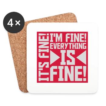 everything is fine quote - Coasters (set of 4) - white - Front