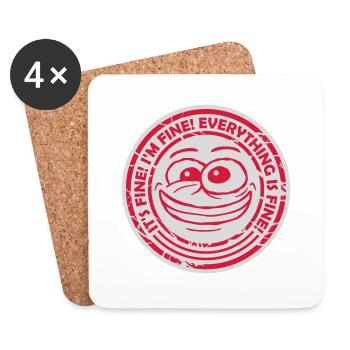 everything is fine quote - Coasters (set of 4) - white - Front