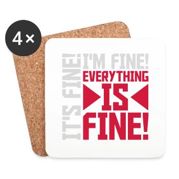 everything is fine quote - Coasters (set of 4) - white - Front