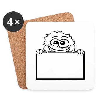 Comic Monster hinter Mauer - Untersetzer (4er-Set) - Weiß - Vorne