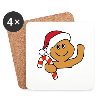Homme en pain d’épices de Noël - Dessous de verre (lot de 4) - blanc - Devant
