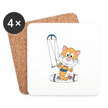 KITE - KITESURFEN - HAMSTER - KITESURFER - SPORT - Untersetzer (4er-Set) - Weiß - Vorne