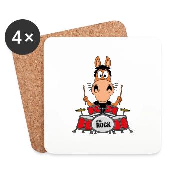 SCHLAGZEUGER - MUSIK - PFERD - PONY - ROCK - Untersetzer (4er-Set) - Weiß - Vorne