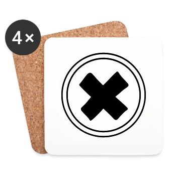 Kreuz Emoji Skizze Zeichnung schwarz - Untersetzer (4er-Set) - Weiß - Vorne